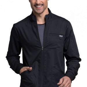 (TR) Men's Zip Front Solid Scrub Jacket - WW320