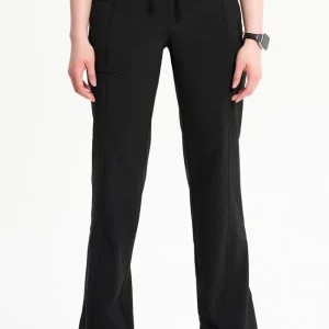 (CWINHS) Women's Rib Knit Drawstring Waist Scrub Pant - 1123A-BL