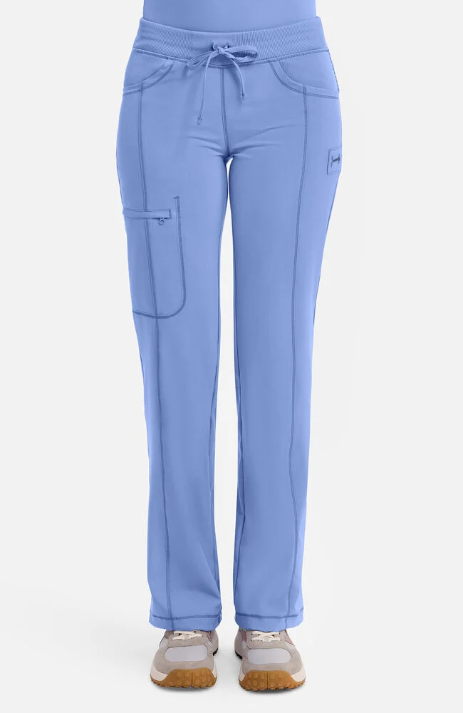 (PH-BO) Women's Rib Knit Drawstring Waist Scrub Pant - 1123A