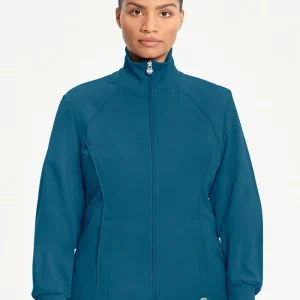 (CWINHS-PN) Women's Zip Front Warm-Up Solid Scrub Jacket - CK2391A