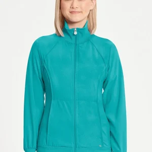 (CWINHS-MA) Women's Zip Front Warm-Up Solid Scrub Jacket - CK2391A