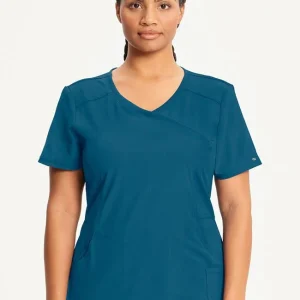 (CWINHS-DA) Infinity Women's Mock Wrap Solid Scrub Top - 2625A