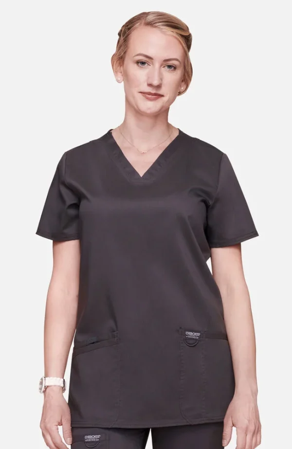 (CWINHS-ST) Women's V-Neck Solid Scrub Top - CK2391A