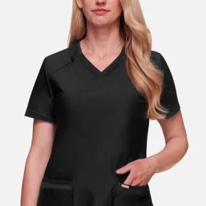 (PH) Women's Curved Hemline V-Neck Scrub Top - CK840