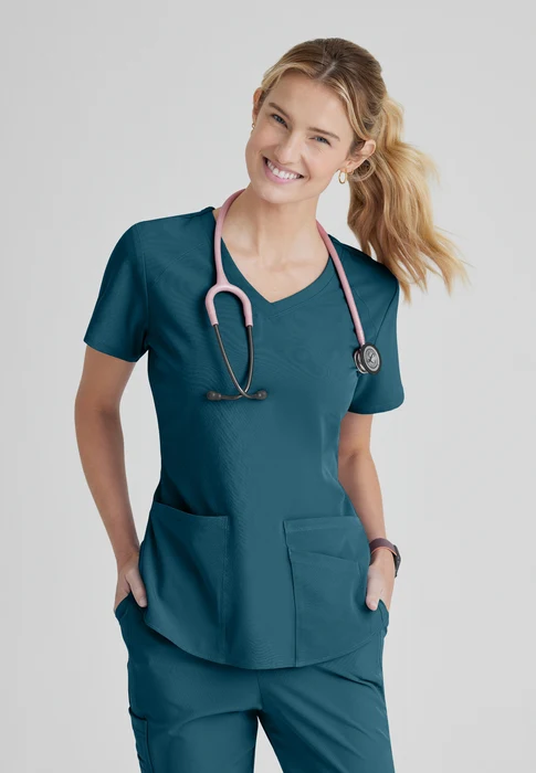 (PH-BO) Breeze 3-Pocket Curved V-Neck Scrub Top - SK101 - Image 2